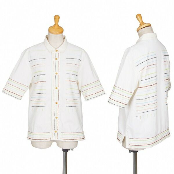 HaaT ハート イッセイミヤケ コットン ブラウス シャツ フラワーモチーフ イッセイミヤケ ハートISSEY MIYAKE HaaT カラーステッチコットン半袖