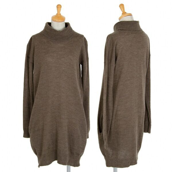 リミフゥLIMI feu ウールロング丈タートルネックニットチュニック 茶S