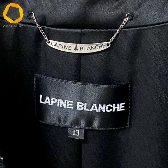 アクイール ラピーヌブランシュ 評判 anc ラピーヌブランシュ LAPINE BLANCHE ジャケット 13 黒 白 イタリア製生地 ツイード 大きいサイズ 美品 レディース 975674