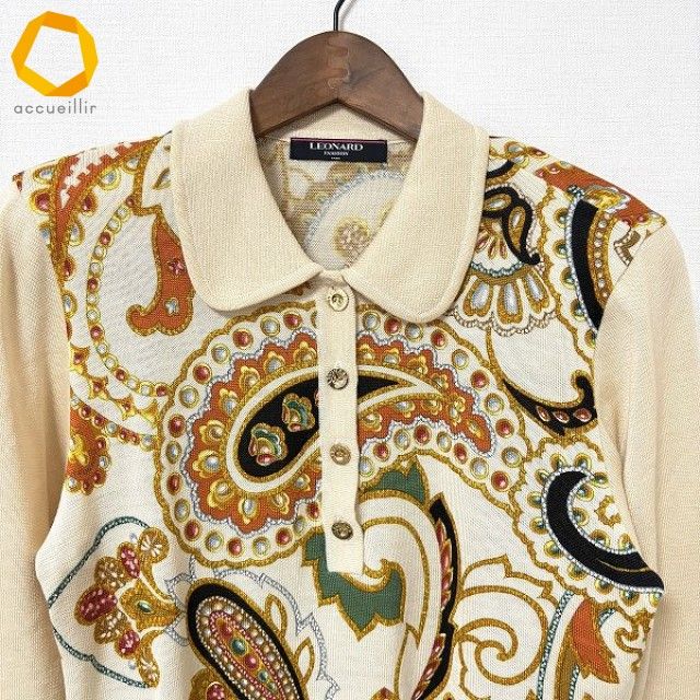 wnc レオナール LEONARD ニット セーター M ベージュ チュニック