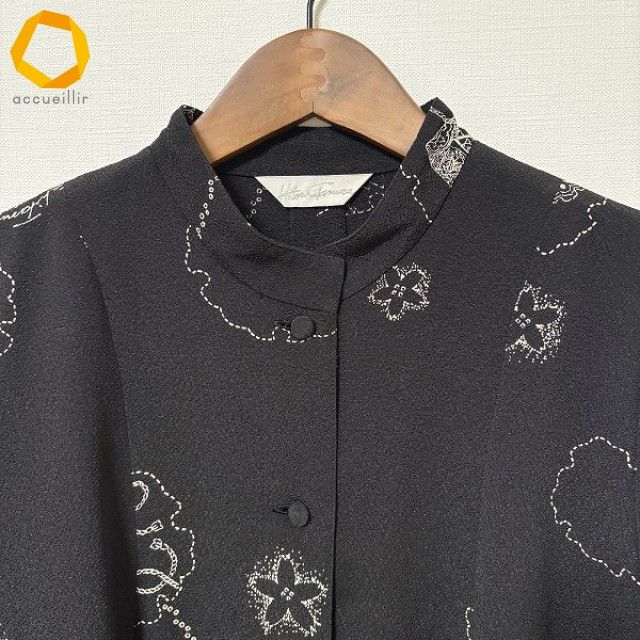詩仙堂 古典柄 ブラウスジャケット 新品未使用 anc シセンドウ 詩仙堂 ジャケット 黒 ヒトシタムラ シャツ ブラウス