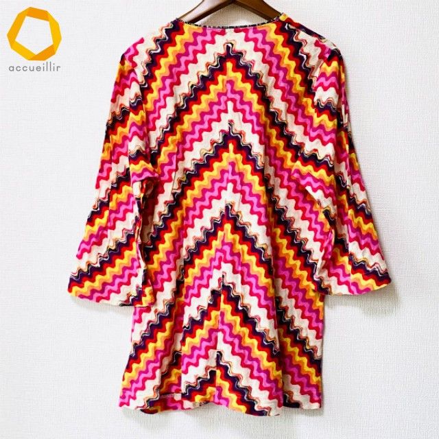 anc ミッソーニ MISSONI カットソー L マルチ Vネック ニット 総柄 レディース 973690