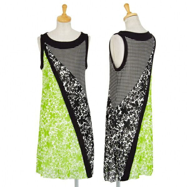 ヴィヴィアンタム　パワーネットワンピース　グラフィック　半袖 ヴィヴィアンタムVIVIENNE TAM 切替プリントパワーネットワンピース