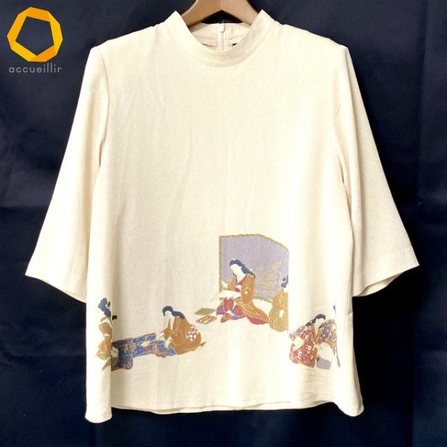 snc シセンドウ 詩仙堂 ヒトシタムラ カットソー クリーム色 ちりめん