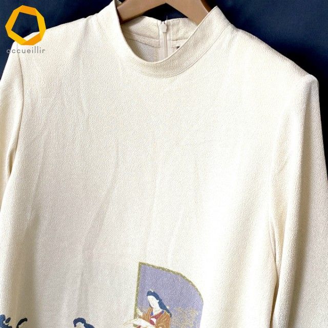 snc シセンドウ 詩仙堂 ヒトシタムラ カットソー クリーム色 ちりめん