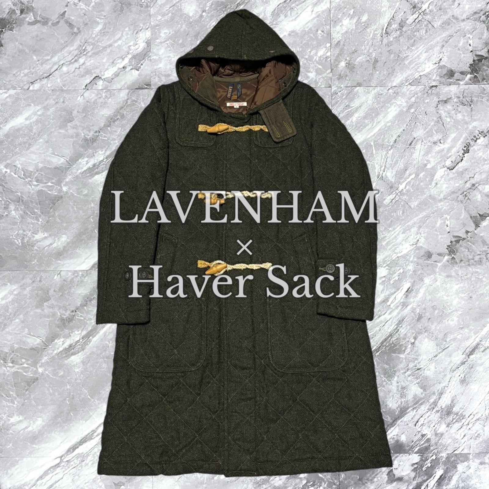 ラベンハム Haver Sack ハバーサック ダッフルコート キルティングコート 別注 ウール 中綿 カーキ系 サイズ36 S相当