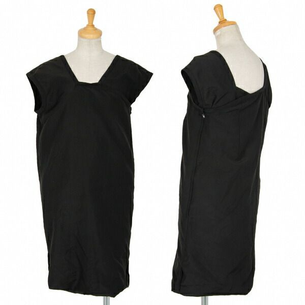 コムデギャルソンCOMME des GARCONS 折返しレイヤードノースリーブワンピース 黒S