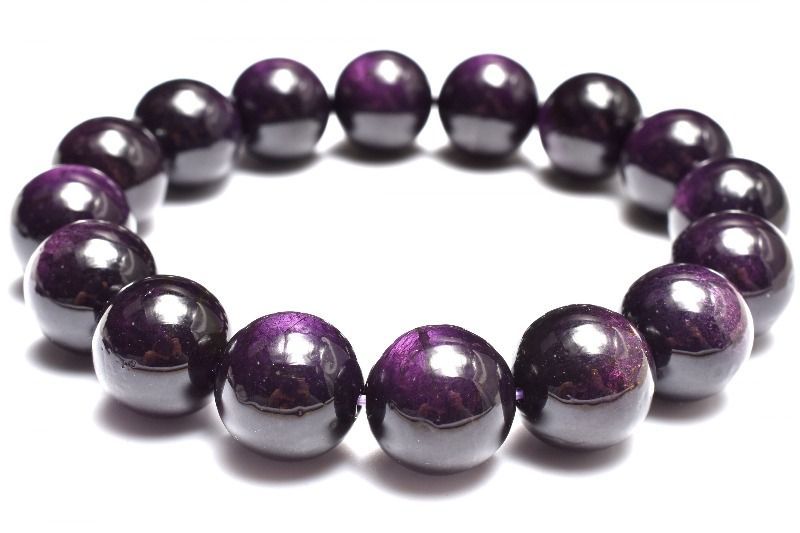  １点物 重厚に映える深紫の輝き パープライト 紫石 13.5 mm ブレスレット パワーストーン 天然石 _MC 2177 ブレスレット バングル アクセサリー
