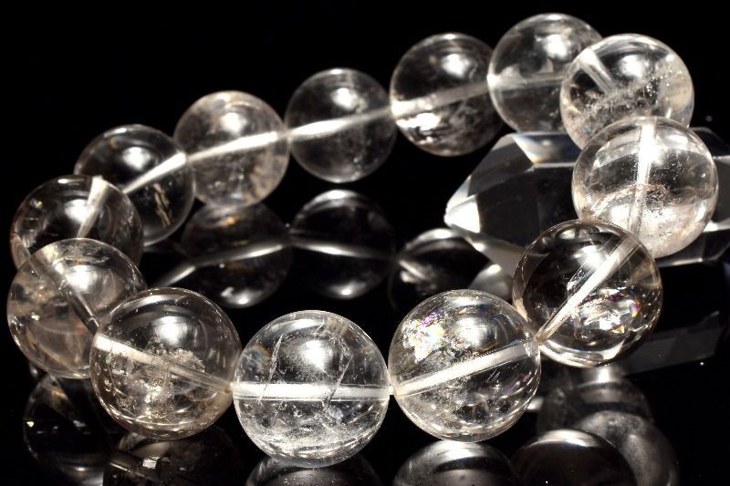 １点物 数量 クォーツインクォーツ 貫入水晶 17-17.5 mm ブレスレット パワーストーン 天然石 _MC 2184