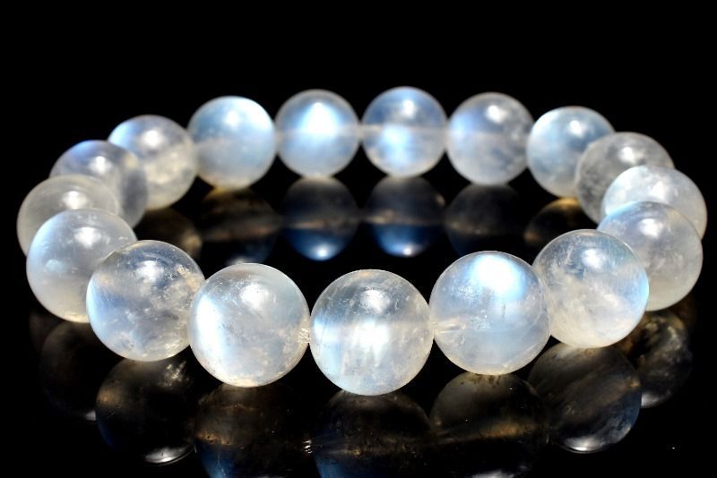 １点物 青く揺らめく幻想の輝き ブルームーンストーン 12.5 mm ブレスレット パワーストーン 天然石 _MC 2319