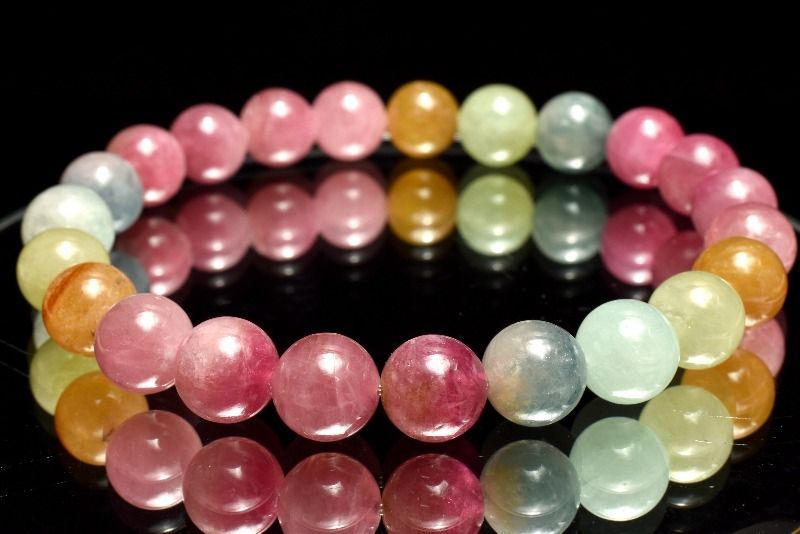 1点物】AAA☆パステルカラー MIXトルマリン 8mm ブレスレット
