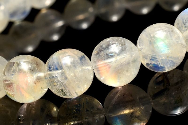 １点物 AAAオーロラシラー マダガスカル産 レインボームーンストーン 7.5 mm ブレスレット パワーストーン 天然石 _MC 2454
