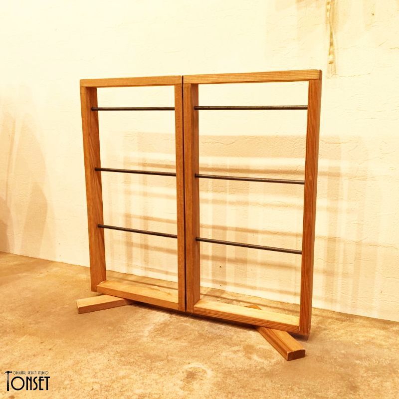 折りたたみ式2連3段バーパネル オークcol.