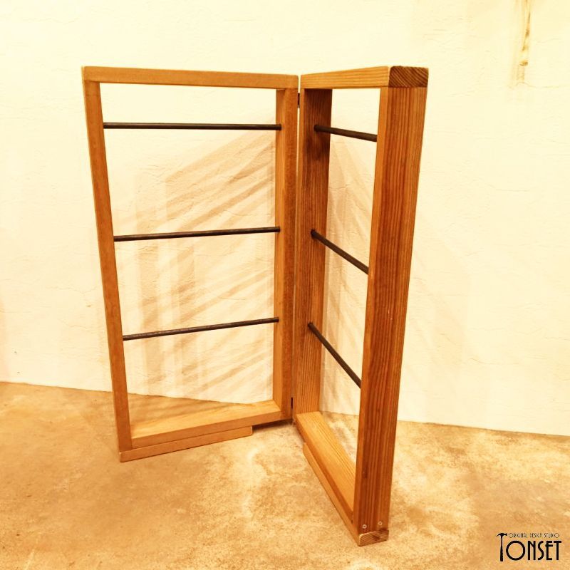 折りたたみ式2連3段バーパネル オークcol