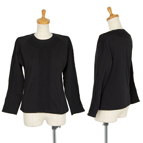 イッセイミヤケISSEY MIYAKE コットンプリーツ切替カットソー 黒2