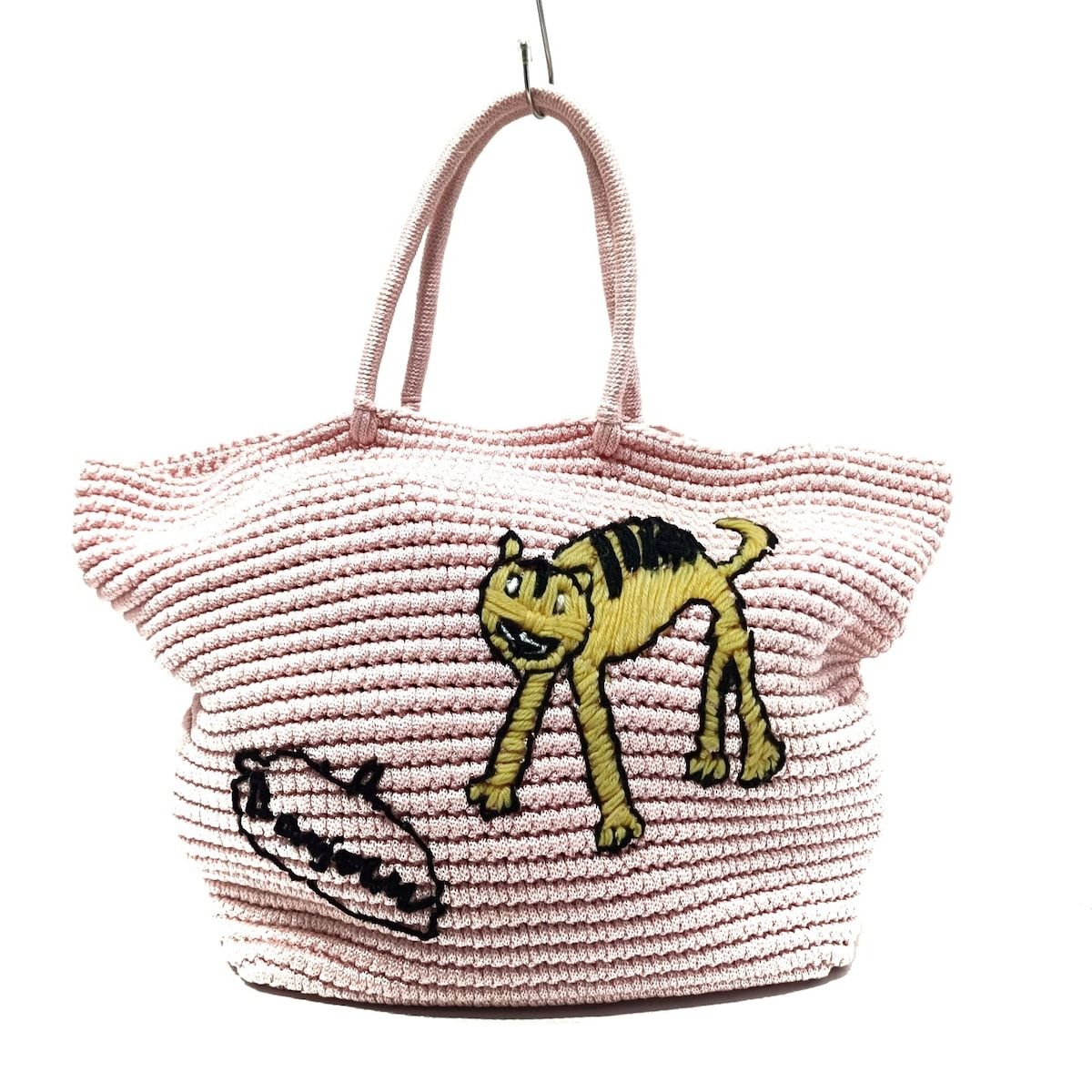 LUDLOW(ラドロー) トートバッグ美品 ピンク×イエロー×黒 編み込み