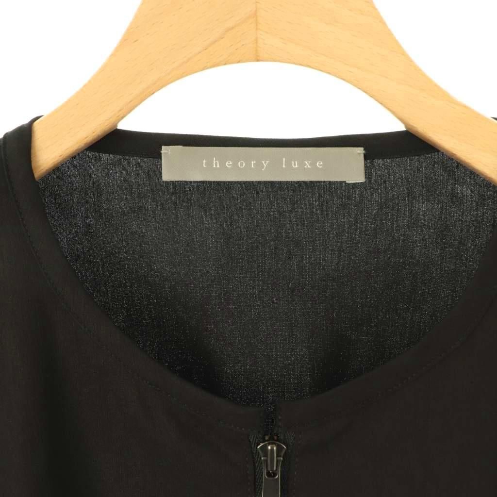 【中古】セオリーリュクス 24SS Crisp Linen Katia ブルゾン リネン混 38 黒 ブラック ノーカラー ジップアップ /CX セオリーリュクス theory luxe 24SS Crisp Linen Katia ブルゾン