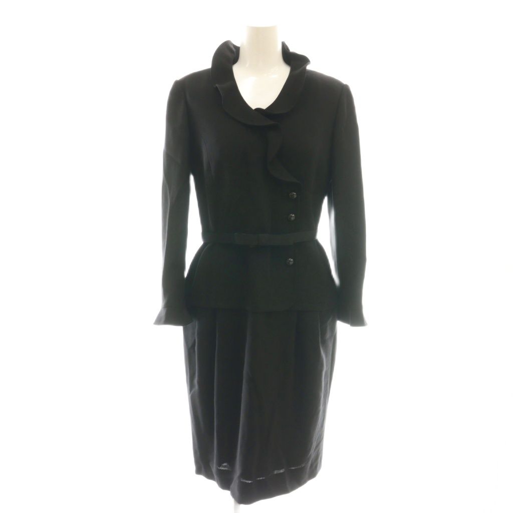 ジュンアシダ jun ashida ウール フリルカラーワンピース ひざ丈