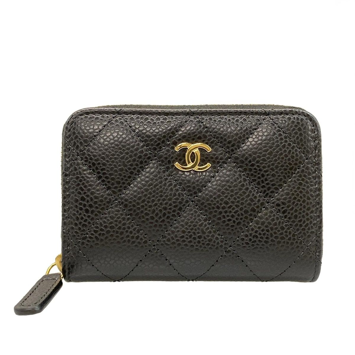 CHANEL シャネル コインケース マトラッセ 黒 ラウンドファスナー