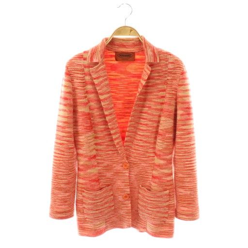 ミッソーニ MISSONI ニットジャケット テーラード 総柄 40 レッド /HK