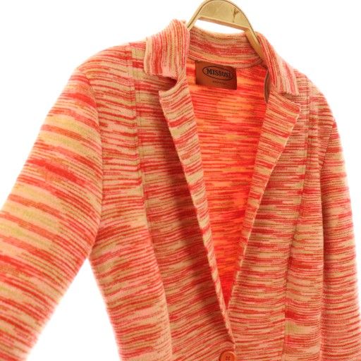 ミッソーニ MISSONI ニットジャケット テーラード 総柄 40 レッド /HK