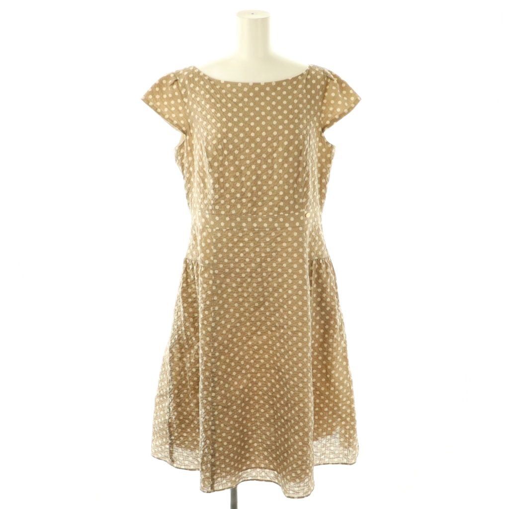 トッカ TOCCA 23 SS ドット柄 MELODY ドレス ワンピース 半袖 ロング 6 ベージュ アイボリー |NR OS