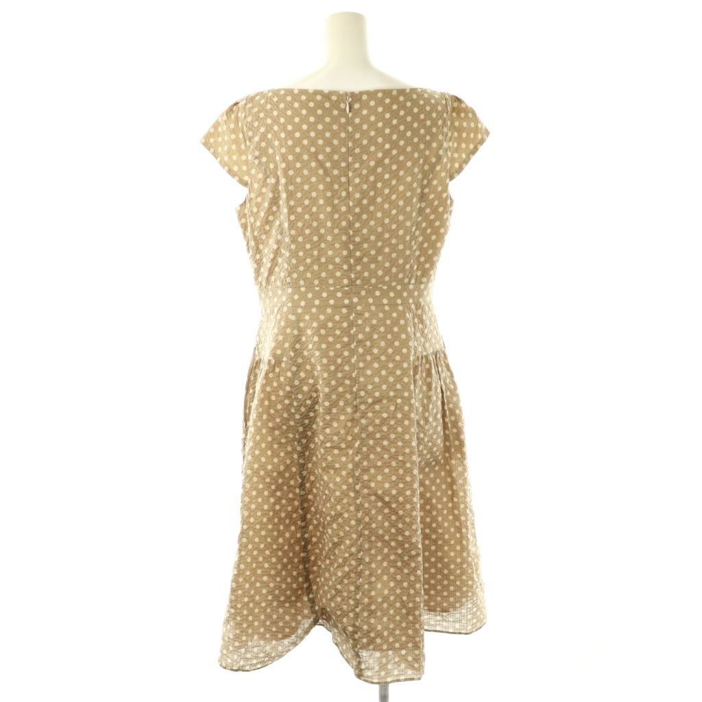 トッカ TOCCA 23 SS ドット柄 MELODY ドレス ワンピース 半袖 ロング 6 ベージュ アイボリー NR OS