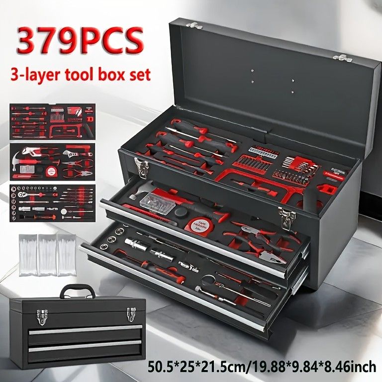 高耐久＆ レンチソケットセット 46 379ピース 高トルク 車 自転車 バイク メンテナンス工具セット ドリルビット付属 超携帯型 選べるスタイル 379ピース究 セット