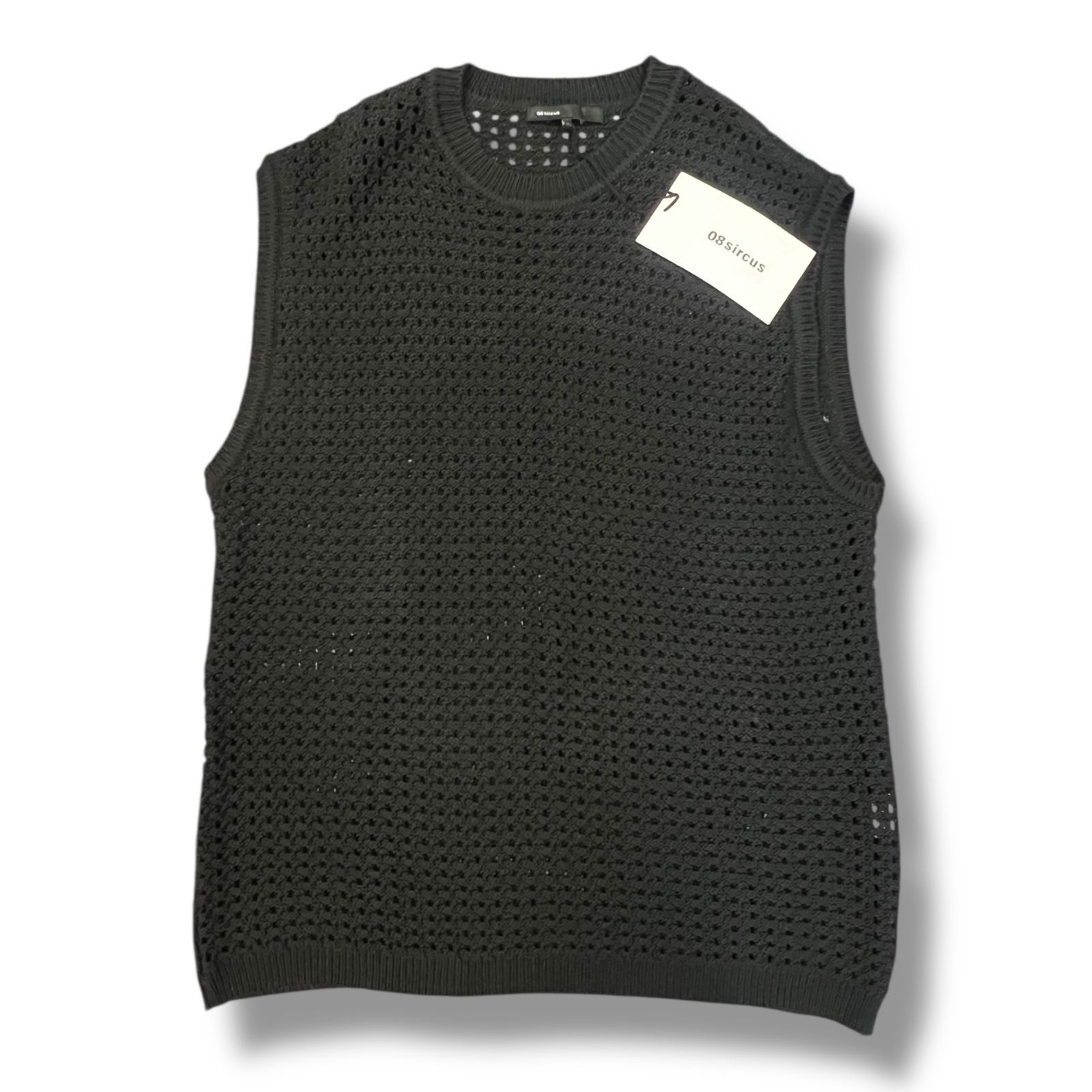 参考上代41800円 08 sircus 24 SS クルーネック ニットベスト ノースリーブ ゼロエイトサーカス S SS-KN ブラック 5 1042 A 1