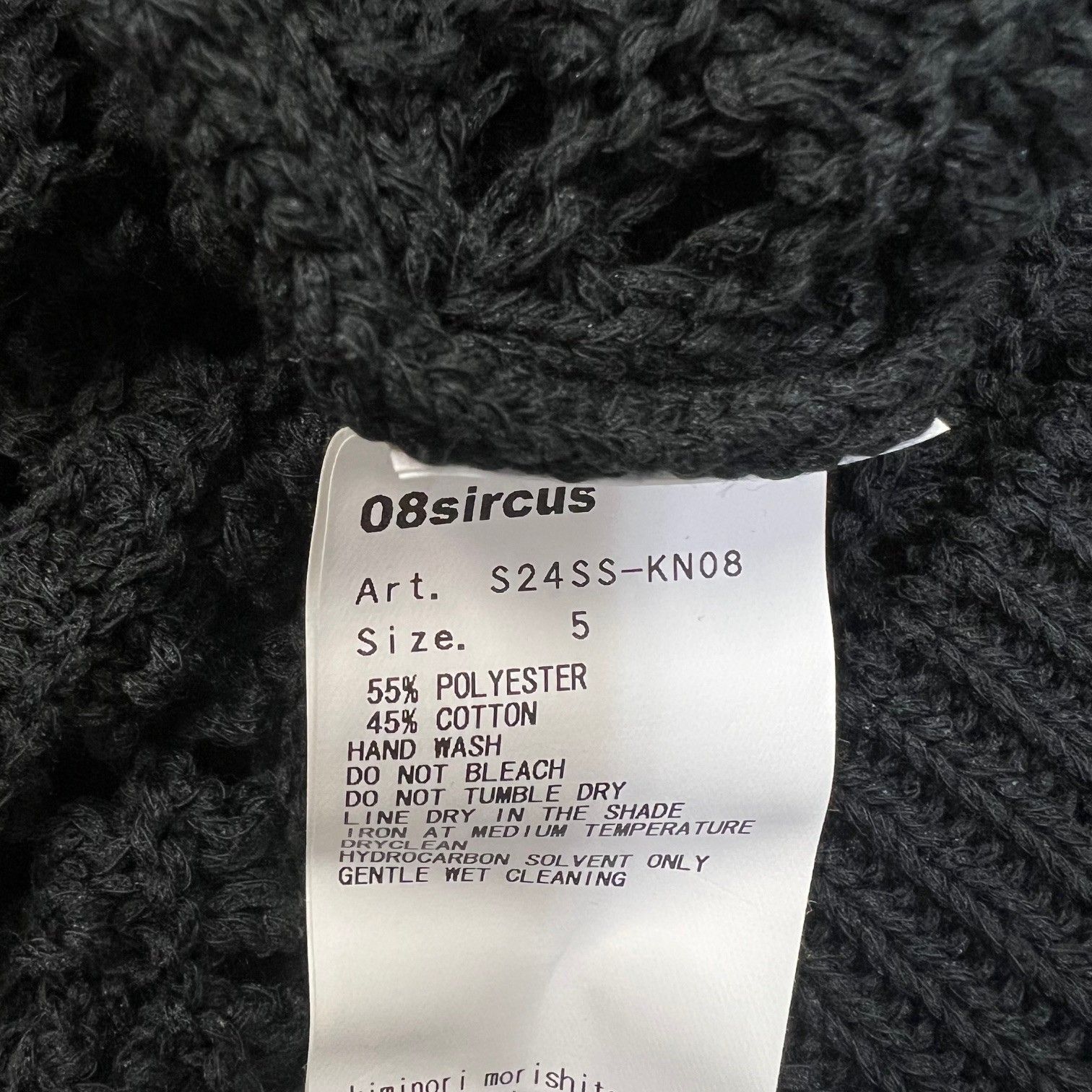  参考上代41800円 08 sircus 24 SS クルーネック ニットベスト ノースリーブ ゼロエイトサーカス S SS-KN ブラック 5 1042 A 1 ニットベスト ベスト ジレ ビスチェ