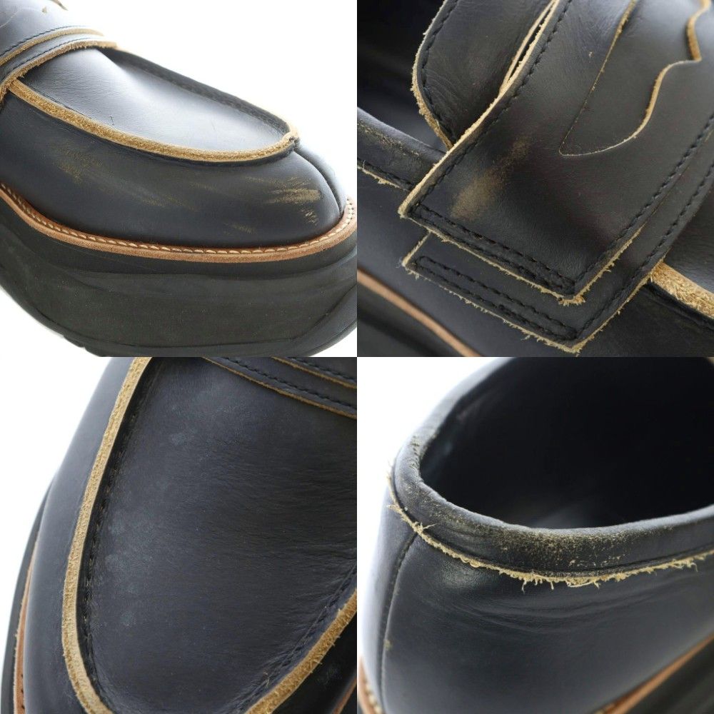 【未使用】sacai サカイ レザー 厚底ローファー ブラック レディース 38 サカイ sacai ダブルコインローファープラットフォーム ローファー