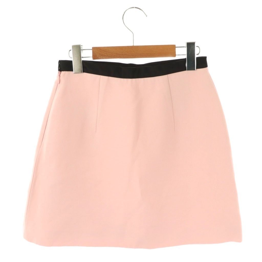 ミュウミュウ miumiu MG 1261 リボン装飾台形スカート ミニ 38 ピンク ブラック ES OS