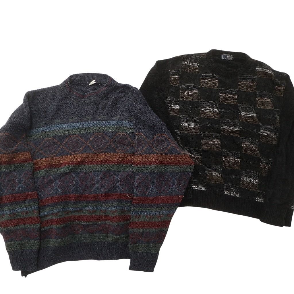 古着卸 まとめ売り 総柄 セーター 6枚セット (メンズ L ) チェック