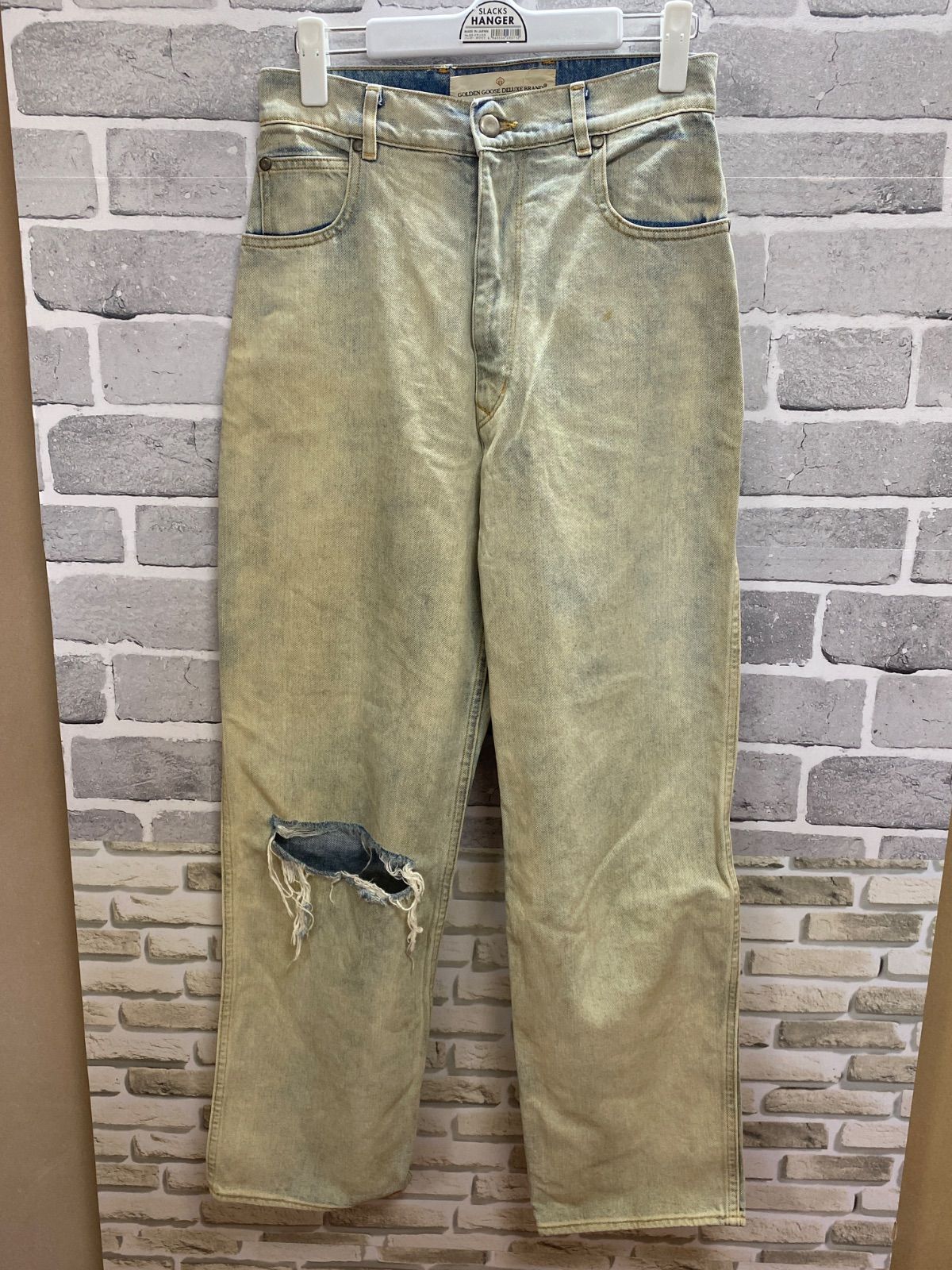 D 1 20 GOLDEN GOOSE デニムパンツ 水色 ダメージ加工