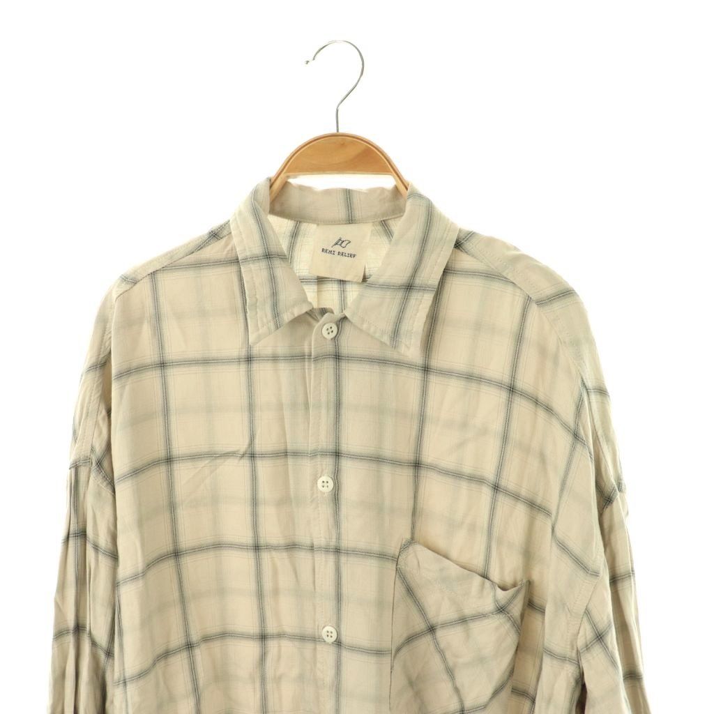 【中古】レミレリーフ REMI RELIEF CHECK 2WAY SHIRT シャツ ブラウス 前開き F ベージュ グレー チェック柄 /CX ■OS レミレリーフ REMI RELIEF CHECK 2WAY SHIRT シャツ ブラウス 前開き F