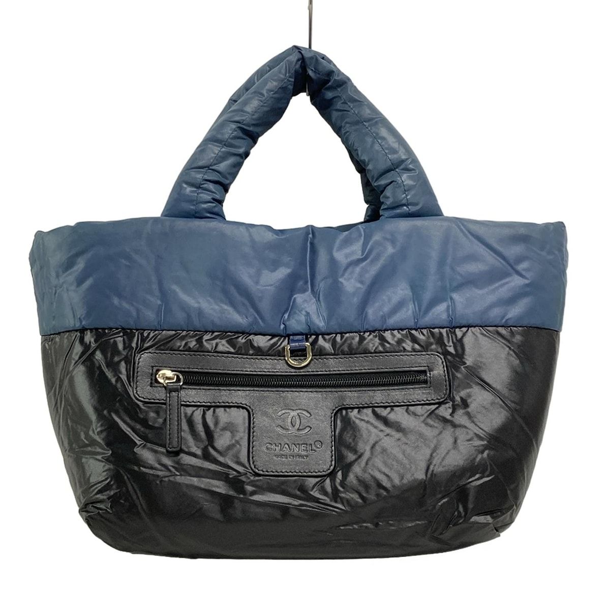 CHANEL(シャネル) トートバッグ コココクーンPM ブルーグレー×ネイビー