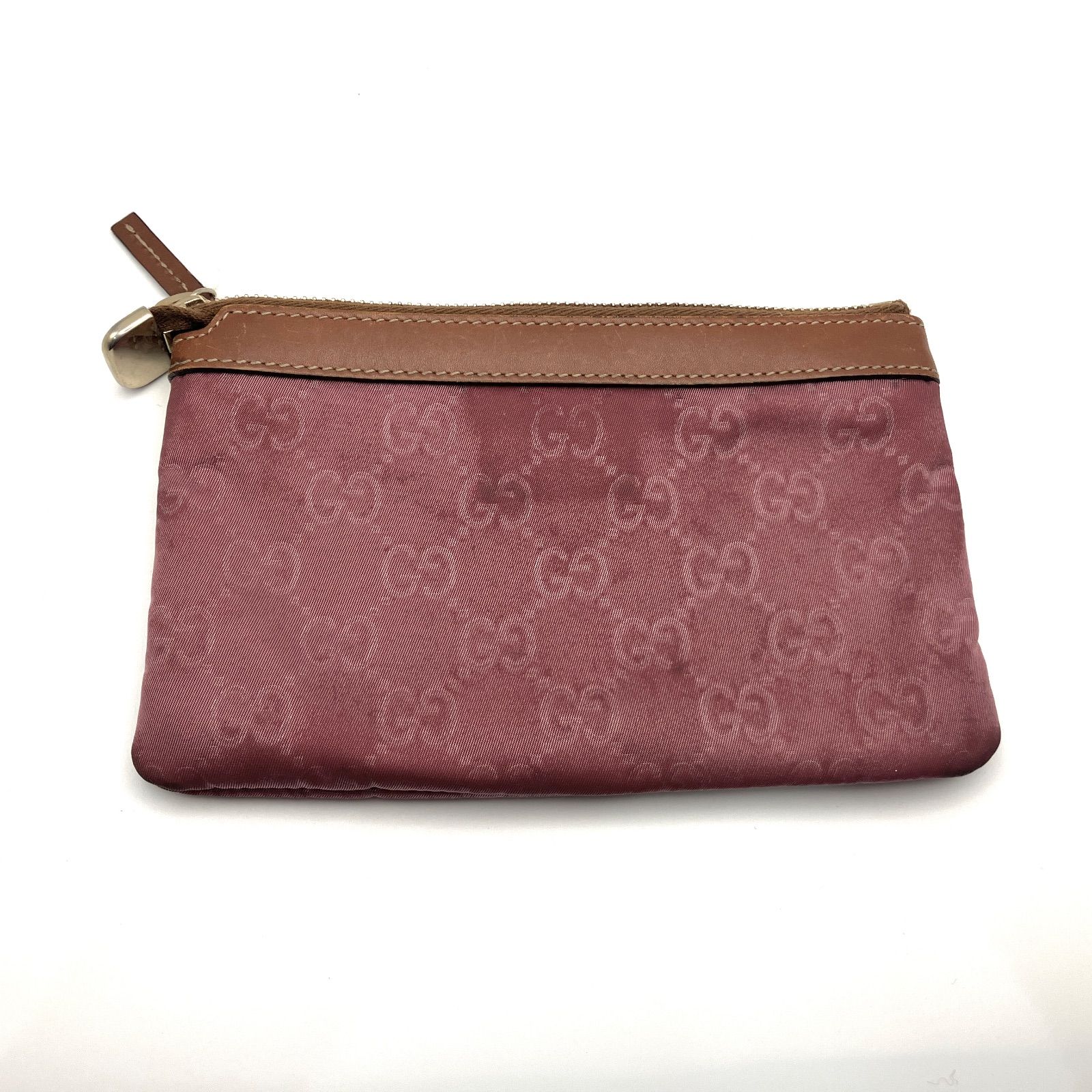 GUCCI グッチ GGナイロン GG柄 レッド レザー コスメ ポーチ 282070 