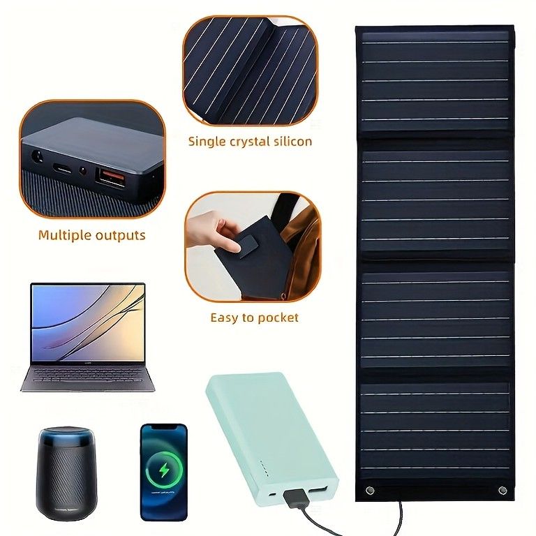 120 W高出力 折りたたみ式ソーラーパネル USB-C DC出力対応 単結晶シリコン採用 スマホ タブレット ノートPC充電 アウトドア 防災 キャンプに