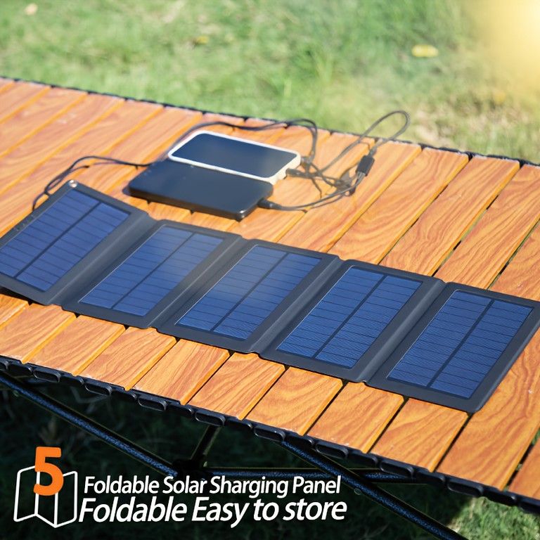 アウトドア・防災に】折りたたみ式ソーラーパネル 5つ折り コンパクト