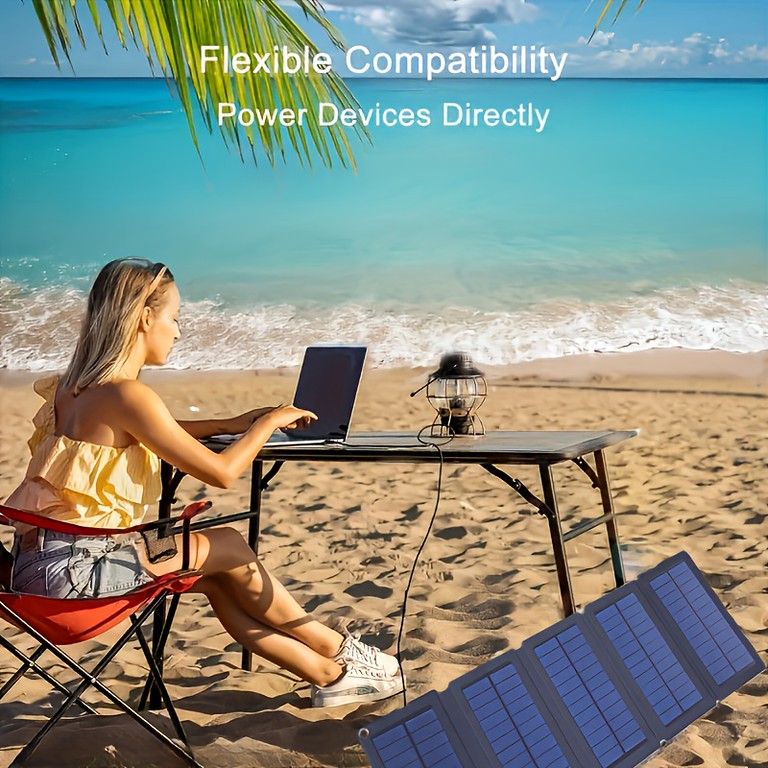 アウトドア・防災に】折りたたみ式ソーラーパネル 5つ折り コンパクト