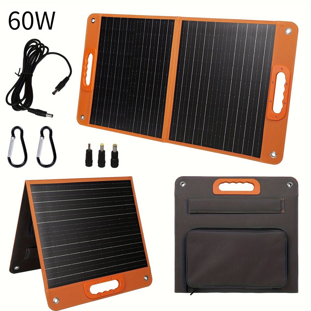  高効率ソーラー充電 60 W ソーラー充電バッグ DC QC 3 0 Type C 3ポート搭載 ポータブル電源 キャンプ アウトドア 旅行に最適 18 Vソーラーチャージャー ランタン ライト ランタン