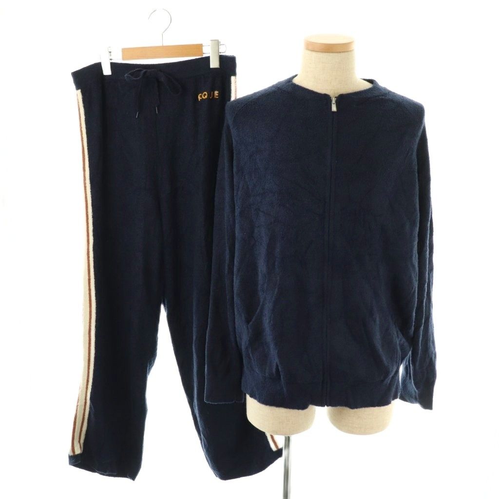 ジェラートピケ gelato pique 24 AW UNISEX スムーズィーZIPブルゾン セットアップ 上下 ニットジャケット パンツ ストレート 部屋着 ルームウェア M L 紺 NR OS
