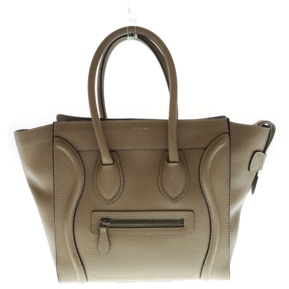 【美品】CELINE ラゲージ ベージュ CELINE (セリーヌ) ラゲージ マイクロショッパー ハンドバッグ