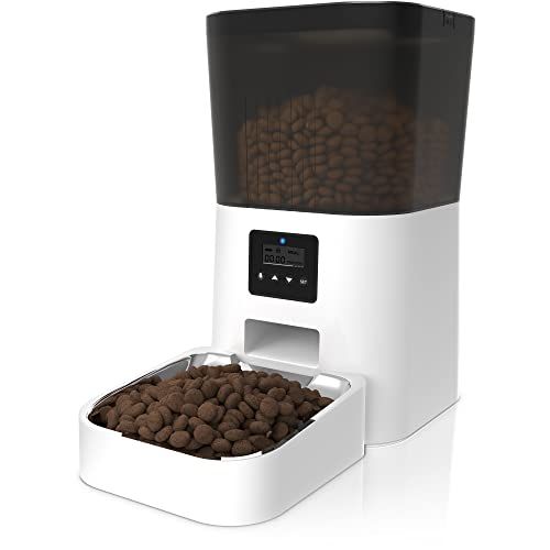 自動給餌器 猫 中小型犬用 4 L大容量 決まった時間定食 自動餌やり機 2 WAY給電 盗み食い防止機能 自動 手動 タイマー式 透明タンク 餌残量 しやすい 録音機能 ステンレス皿 乾燥剤付 日本語取扱説明書付 9945 b d 6
