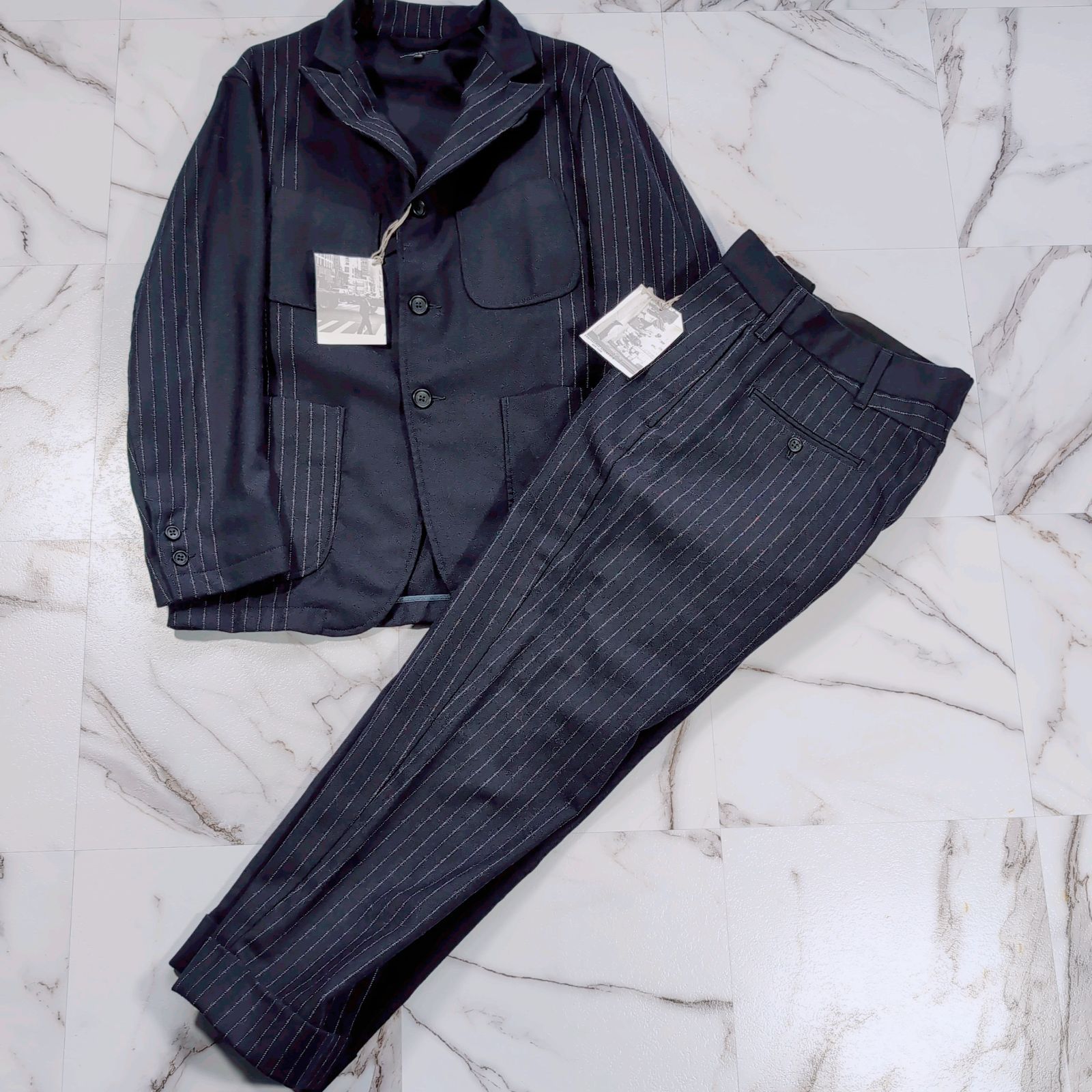 GARMENT Newport jacket nb Andover Pant セットアップ Chalk st ダークネイビー XS W 30 3釦