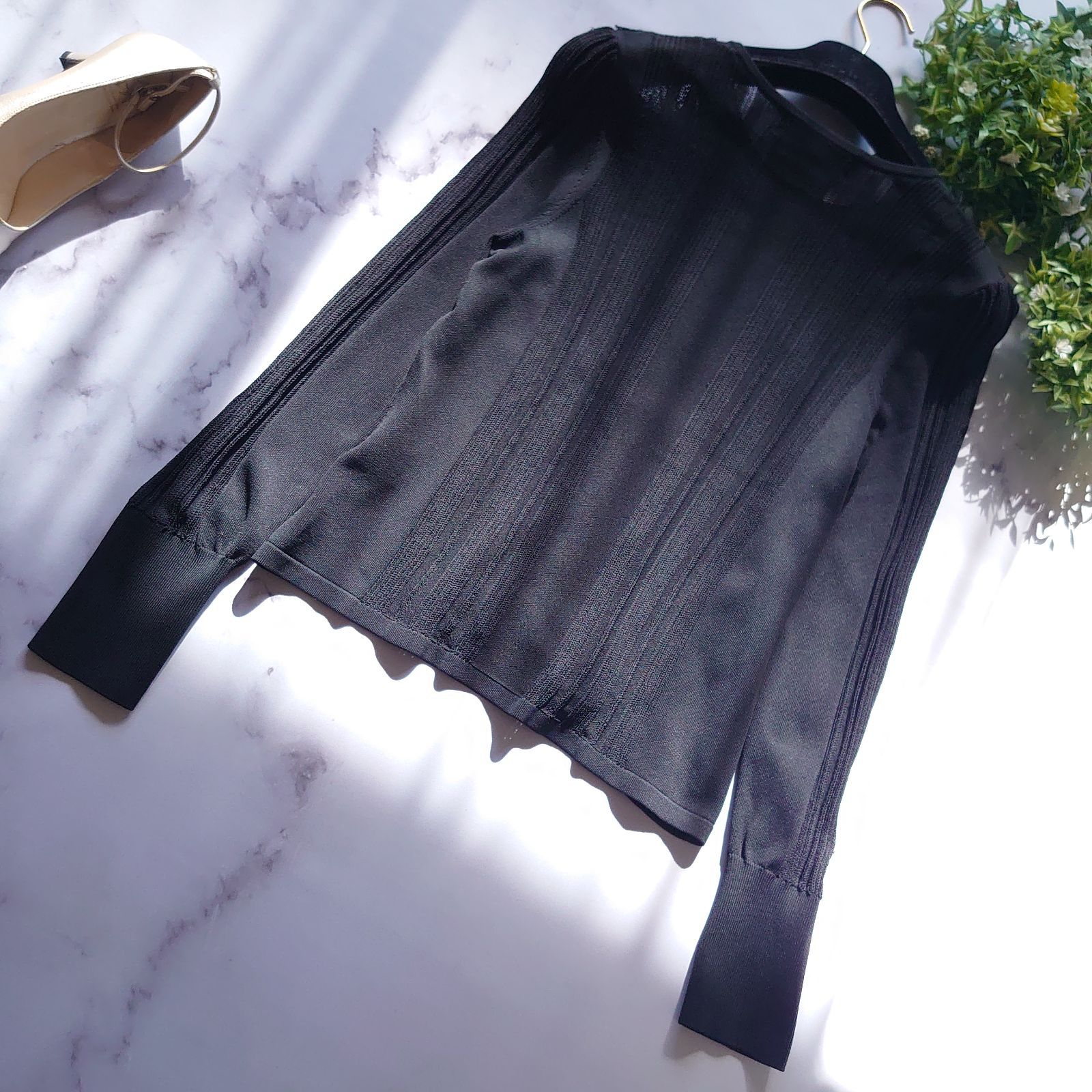 2022 エムズグレイシー レースカーディガン 黒 ダブルジップ カメリア