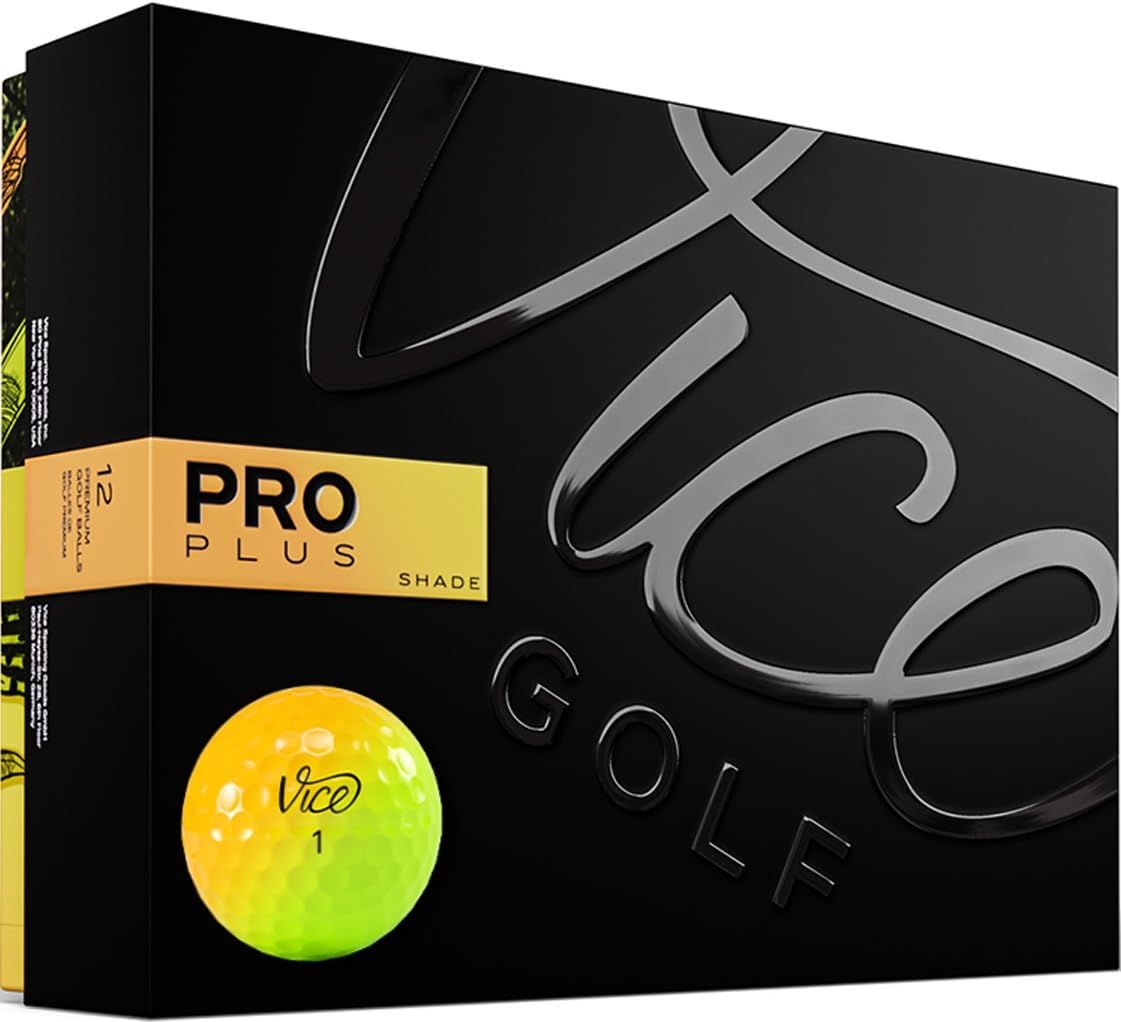 Vice GOLF PRO PLUS ヴァイスゴルフ プロ プラス 4ピース ウレタンカバー ゴルフボール 1ダース 12球入 USA直輸入品 SHADE イエロー×オレンジ
