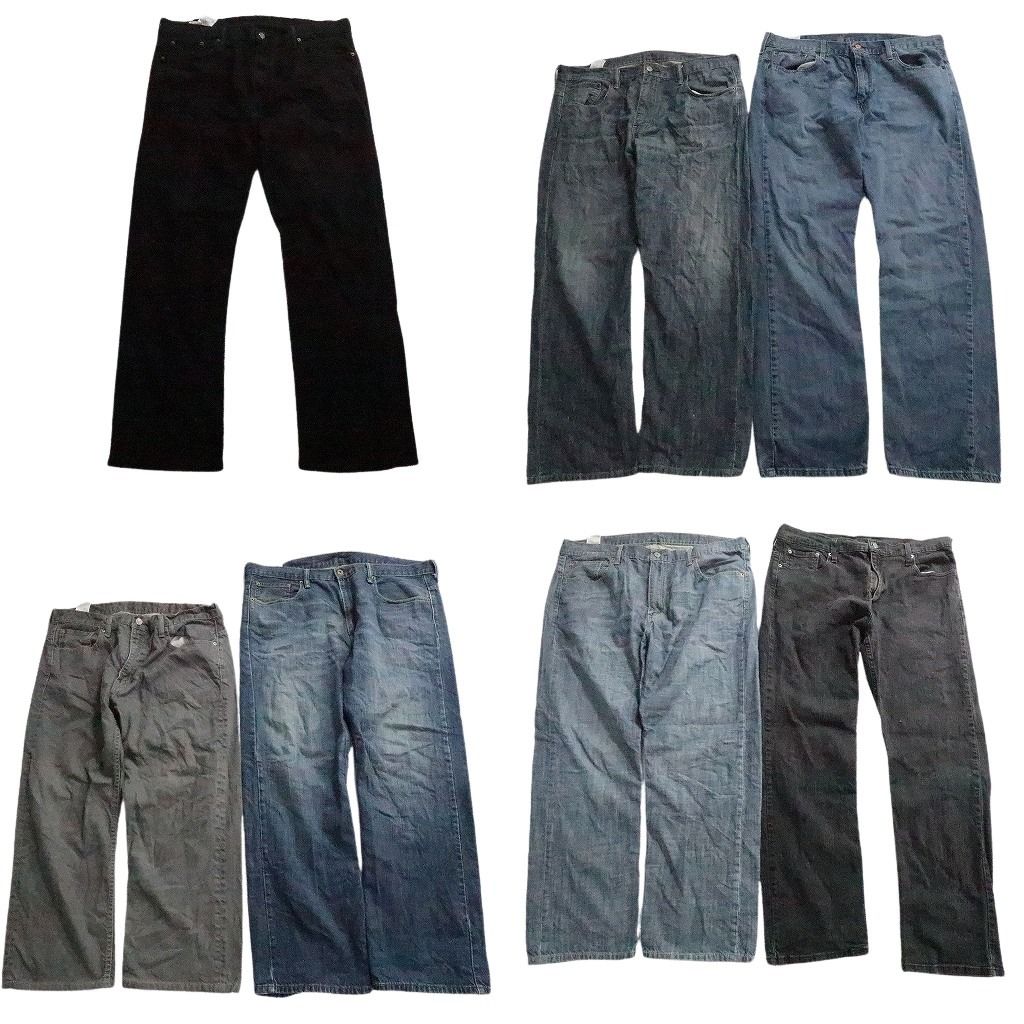 古着卸 リーバイス 569 デニム パンツ セット メンズ 38 ブラック ストレート ワイド フェード 古着 ND 0016