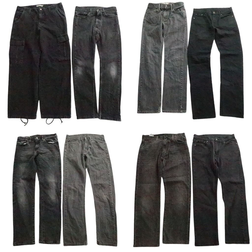 古着卸 リーバイス ブラックデニム パンツ セット メンズ 29 30 31 カーゴ フェード ワイド 502 古着 ND 0014