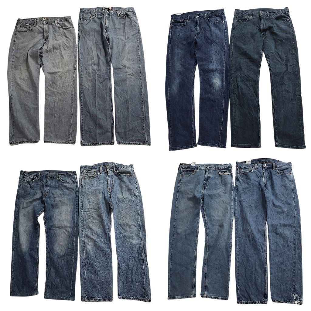 古着卸 まとめ売り リーバイス 505 デニム パンツ セット メンズ 36 |38 フェード ヒゲ ストレート ブルー 古着 ND 0009